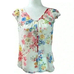 A’Gaci Floral Studded Sheer Blouse Size M
